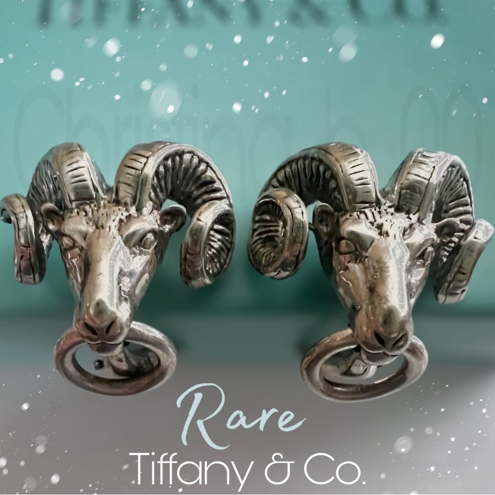 RARE Tiffany & Co. ram Aries head earrings 1995